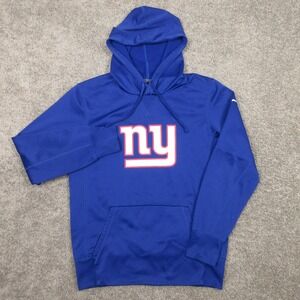 New York Giants Sweater Mens Small Blue Hoodie Sweatshirt Nike Thermafit Logo